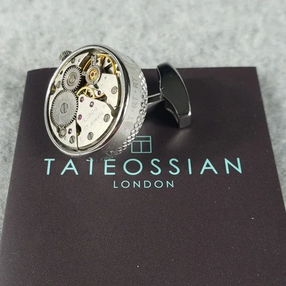 Tateossian London Mechanical‎ Cufflinks Sterling Silver Watch Movement Steampunk